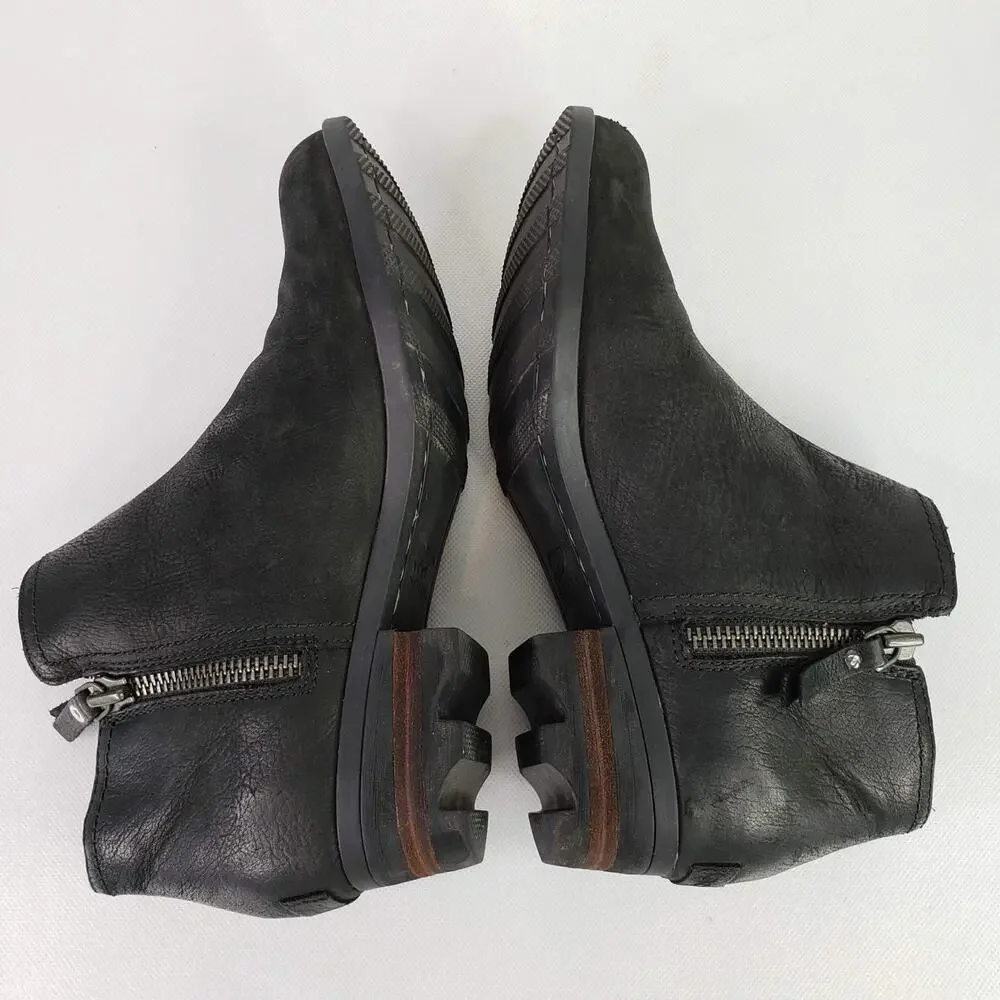 Sorel Lolla Ankle Chelsea Leather Ankle Boots Black Shoes Women's Size 8